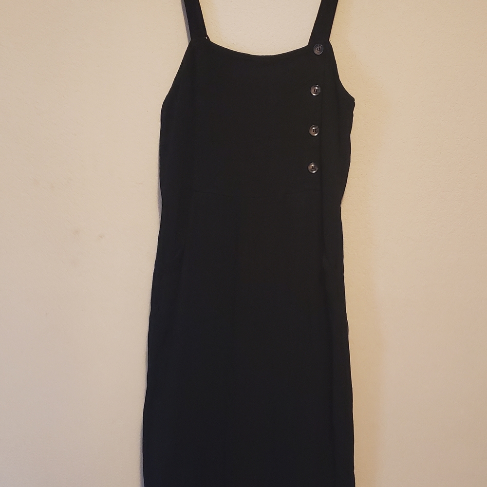 Chic Black Button-Accent Kids Dress